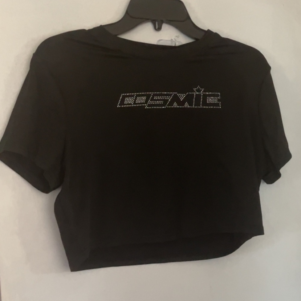 Black blinged out cosmic crop top